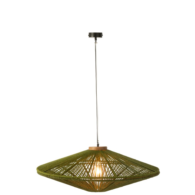 Candeeiro suspenso em metal verde 93x93x36 cm