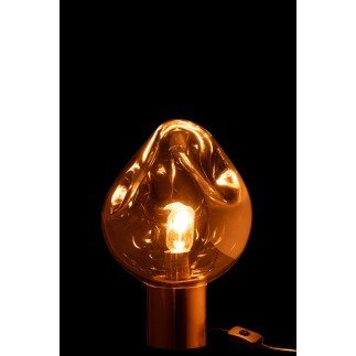Lámpara de sobremesa de metal y cristal dorado 25x25x38 cm