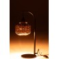 Candeeiro lanterna em metal e fibra bege 17x17x52 cm Candeeiro lanterna em metal e fibra bege 17x17x52 cm