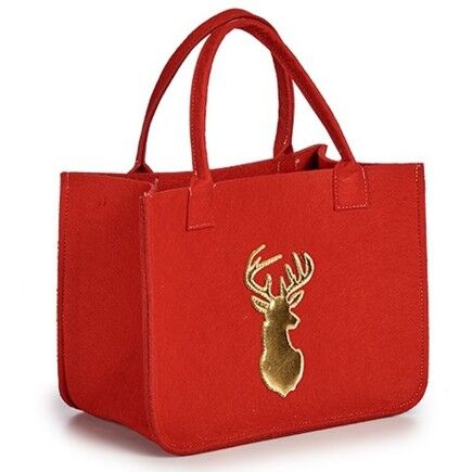Bolsa Navideña Reno Rojo Dorado 19 x 42 x 35 cm (12 Unidades)