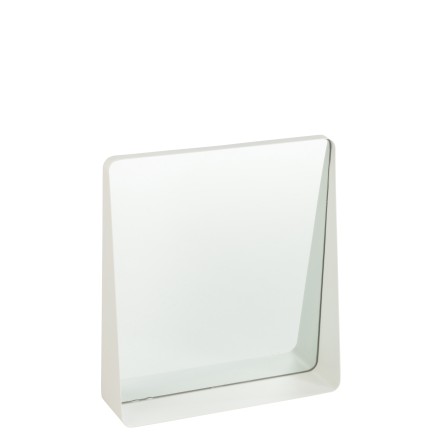 Specchio da parete quadrato in metallo bianco 38x9x41cm