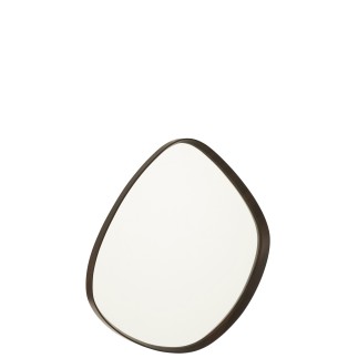 Espelho irregular com moldura em madeira castanha 70x61cm