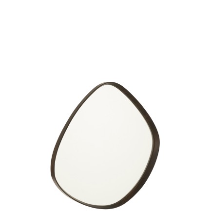 Espelho irregular com moldura em madeira castanha 70x61cm
