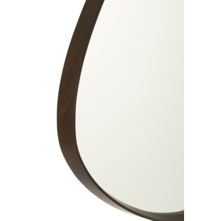 Espelho irregular com moldura em madeira castanha 70x61cm