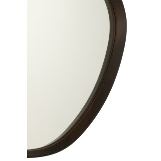 Espelho irregular com moldura em madeira castanha 70x61cm