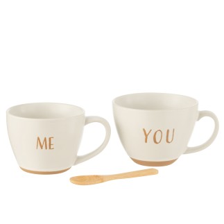 Boite de 2 tasses en céramique blanche 16.4x12.1x24 cm