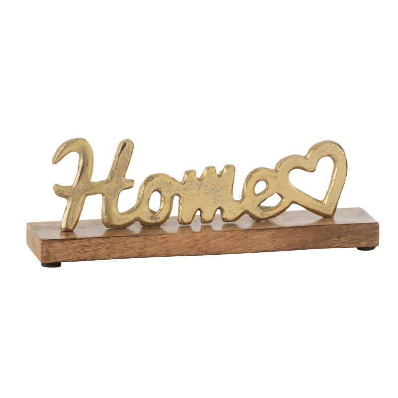 Palavra "home" em base de madeira com alumínio dourado 23x5x8 cm Palavra "home" em base de madeira com alumínio dourado 23x5x8 cm
