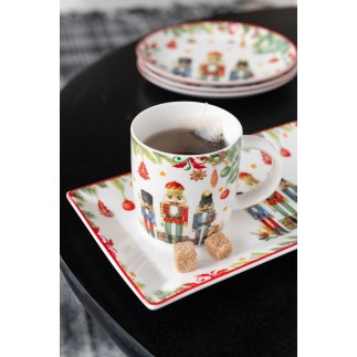 Taza de cerámica blanca con cascanueces 12x8,5x9 cm