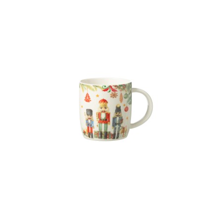 Taza de cerámica blanca con cascanueces 12x8,5x9 cm