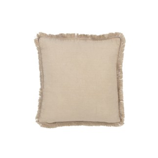 Coussin carré à broderie en coton gris 52x52x15 cm