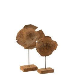 Poisson sur pied en bois naturel 31x10x45 cm