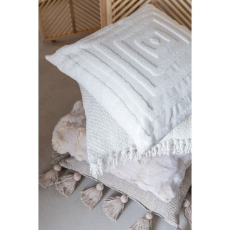 Cuscino quadrato in poliestere avorio 45x45x18 cm