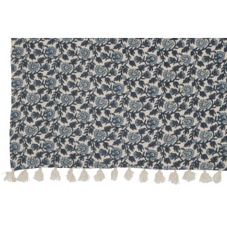 Plaid fiori in cotone blu 130x180x1 cm