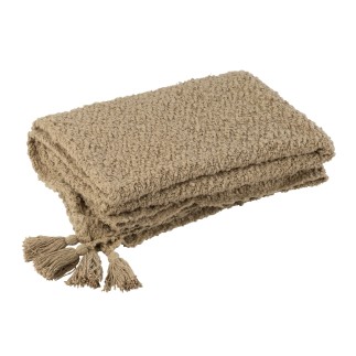 Plaid en coton beige 180x130 cm