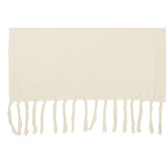 Plaid franges en coton blanc 180x130x0.5 cm