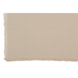 Plaid franges en mousseline de coton beige clair 130x180x1 cm