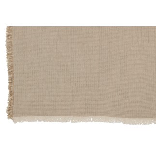 Plaid franges en mousseline de coton beige foncé 130x180x1 cm