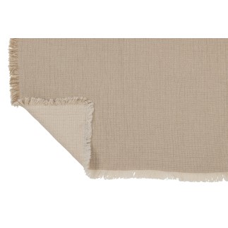 Plaid con frange in mussola di cotone beige scuro 130x180x1 cm