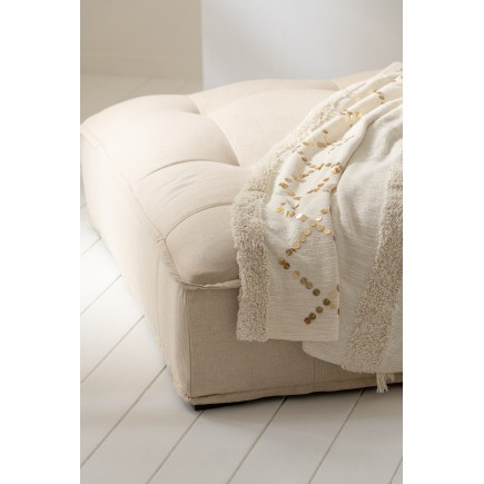 Plaid con frange in cotone bianco 130x180cm