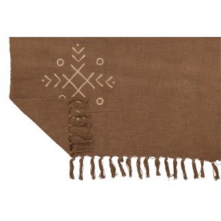 Plaid con motivi etnici in cotone beige 130x1x170 cm