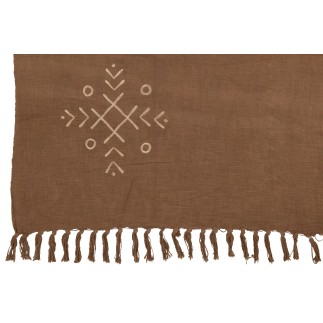 Plaid con motivi etnici in cotone beige 130x1x170 cm