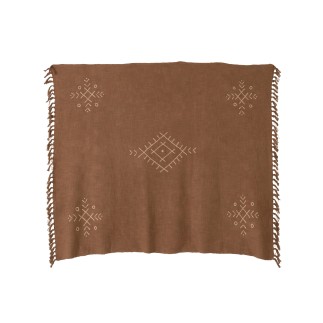 Plaid con motivi etnici in cotone beige 130x1x170 cm