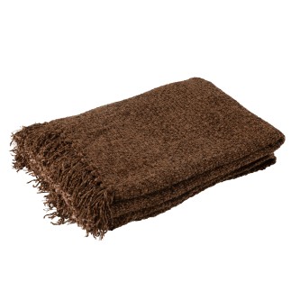 Plaid tissé en viscose marron 180x130 cm