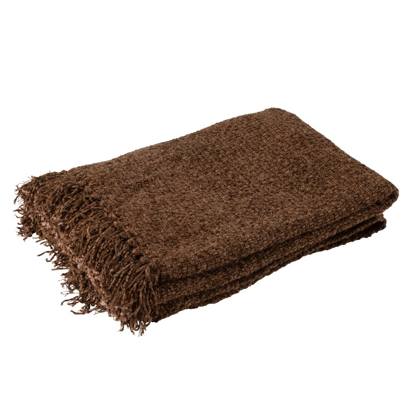 Plaid tissé en viscose marron 180x130 cm Plaid tissé en viscose marron 180x130 cm