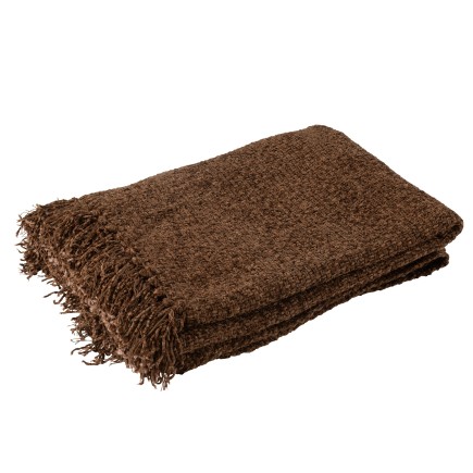 Plaid tissé en viscose marron 180x130 cm