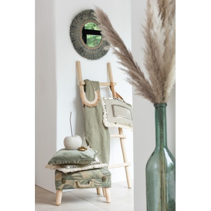Plaid uni en coton et lin vert olive 200x150cm