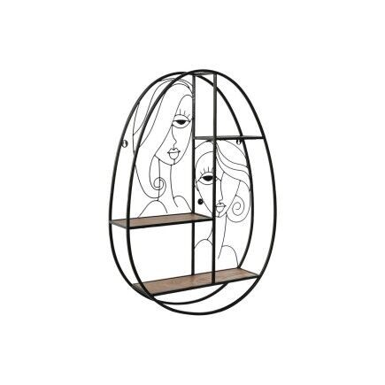 Scaffale Home ESPRIT Nero Naturale Metallo Legno MDF 53 x 12,2 x 72 cm Da muro