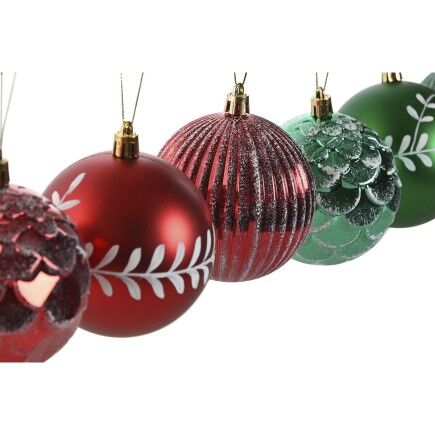 Bolas de Navidad Home ESPRIT Rojo Verde PVC 16 x 16 x 24 cm (2 Unidades)