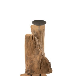 Candelero tronco teca madera natural Alt. 35 cm