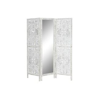 Paravento Home ESPRIT Bianco Legno di mango Specchio 152 x 2 x 182 cm