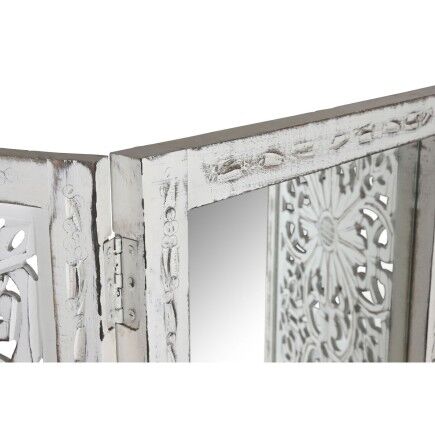 Paravento Home ESPRIT Bianco Legno di mango Specchio 152 x 2 x 182 cm