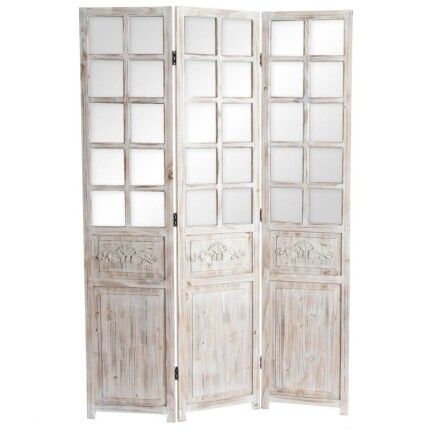 Paravento Home ESPRIT Bianco Abete Specchio 120 x 3 x 180 cm