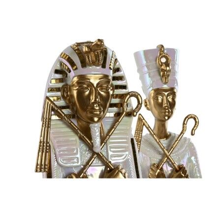 Figura Decorativa Home ESPRIT Blanco Dorado Resina Oriental Egipcio 10 x 9 x 52 cm (2 Unidades)