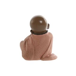 Figura Decorativa Home ESPRIT Naranja Coral Lima Resina Monje Oriental 8,5 x 7 x 9,7 cm (3 Unidades)