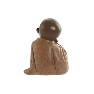 Figura Decorativa Home ESPRIT Naranja Coral Lima Resina Monje Oriental 10,5 x 9 x 13,5 cm (3 Unidades)