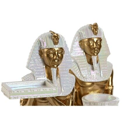 Figura Decorativa Home ESPRIT Blanco Dorado Resina Oriental Egipcio 12,5 x 17 x 25 cm (2 Unidades)