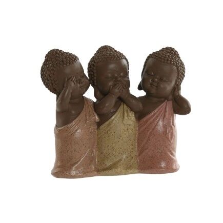 Figura Decorativa Home ESPRIT Naranja Coral Lima Resina Buda Oriental 15,5 x 6 x 13 cm