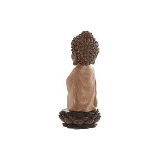 Figura Decorativa Home ESPRIT Marrón Naranja Coral Lima Resina Buda Oriental 9 x 9 x 21 cm (3 Unidades)