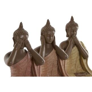 Statua Decorativa Home ESPRIT Arancio Corallo Lime Resina Buddha Orientale 9 x 6 x 13 cm (3 Unità)