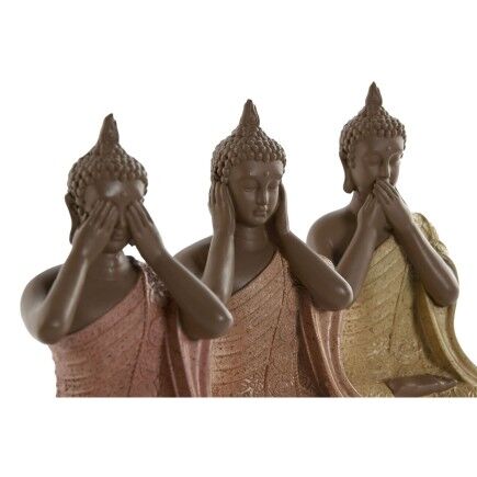 Statua Decorativa Home ESPRIT Arancio Corallo Lime Resina Buddha Orientale 9 x 6 x 13 cm (3 Unità)