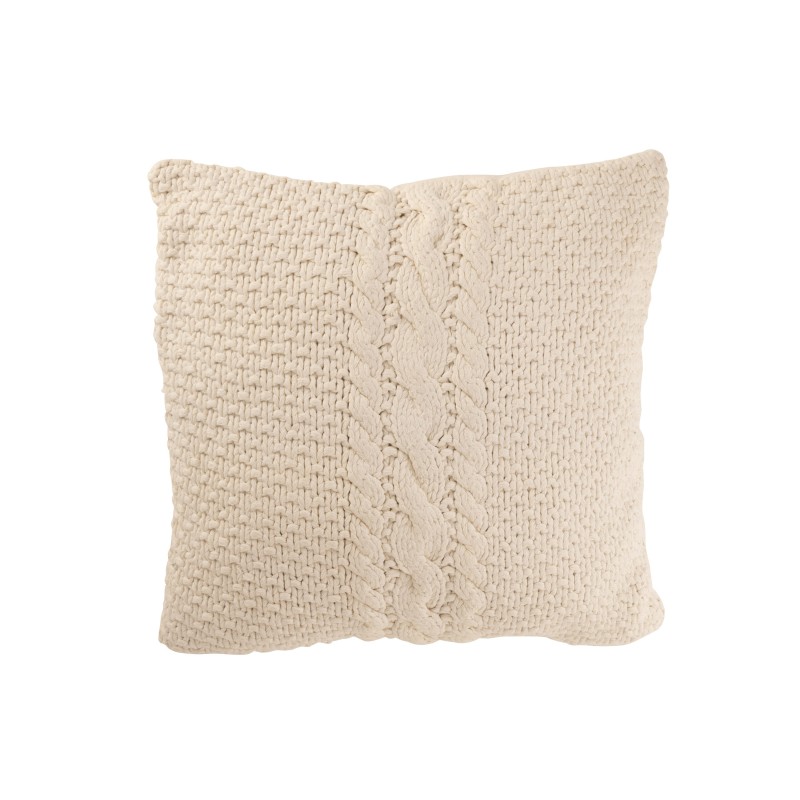 Almofada quadrada tricotada em algodão branco 50x50x12 cm Almofada quadrada tricotada em algodão branco 50x50x12 cm