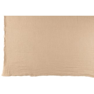 Plaid à bords effilochés en polyester beige 180x130cm