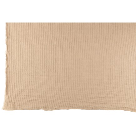 Plaid à bords effilochés en polyester beige 180x130cm