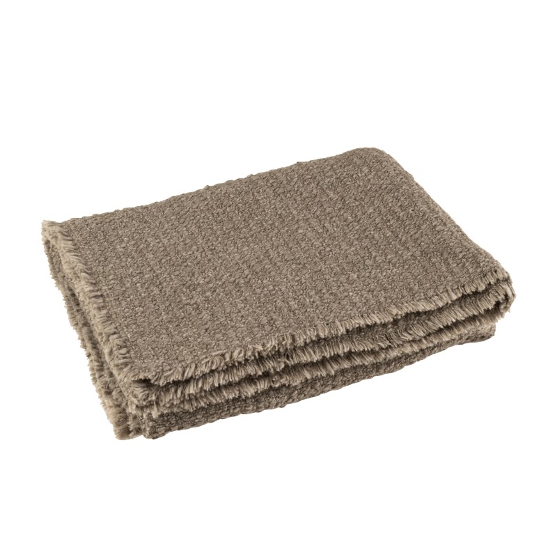 Plaid à bords effilochés en polyester marron 180x130cm Plaid à bords effilochés en polyester marron 180x130cm
