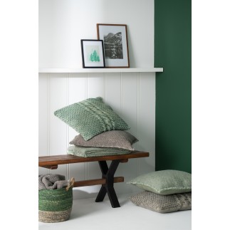 Plaid à bords effilochés en polyester vert 180x130cm