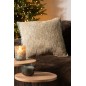Coussin carré bords effilochés en polyester marron 45x45x12cm Coussin carré bords effilochés en polyester marron 45x45x12cm